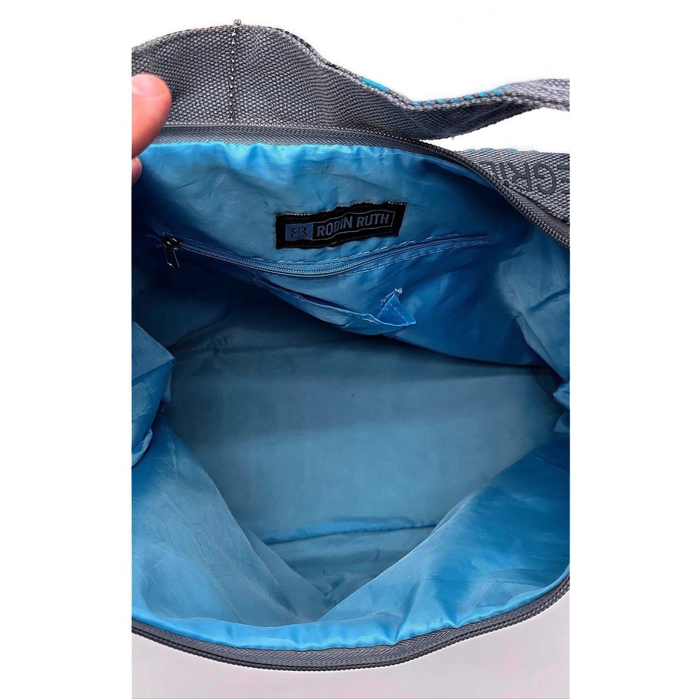 Robin Ruth Bluish Gray and Teal 'Jamaica' Pattern Shoulder Bag - Picture 9 of 10
